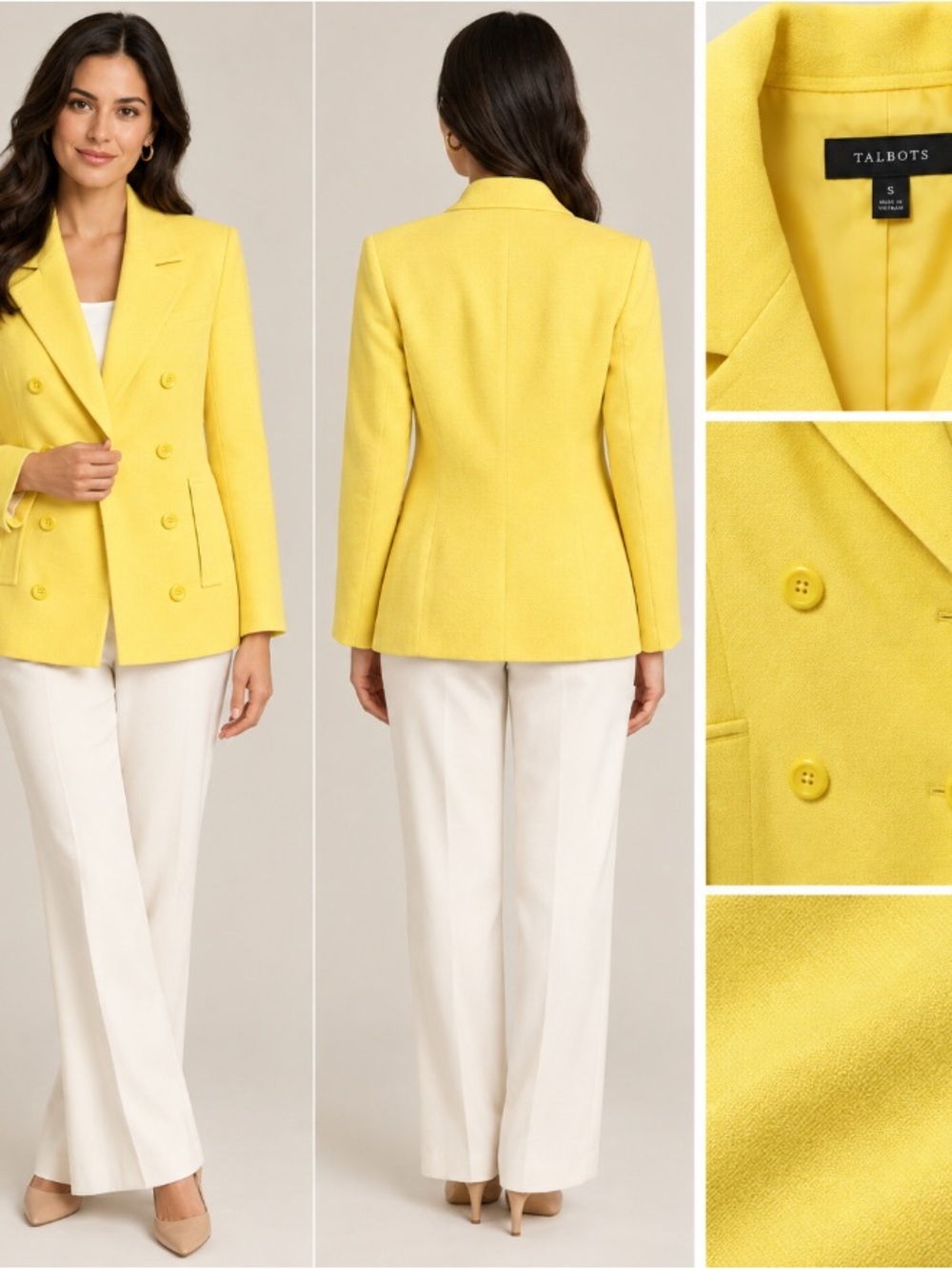 Talbots Women's Bright Yellow Double-Breasted Peacoat